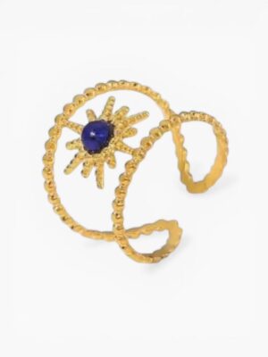 Celestial Blue Star Ring – Gold Tone