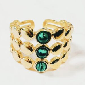 Emerald Accent Layered Ring – Gold Tone
