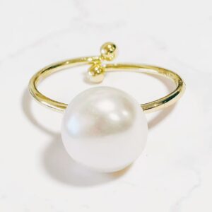 Classic Pearl Open Ring – Gold Tone