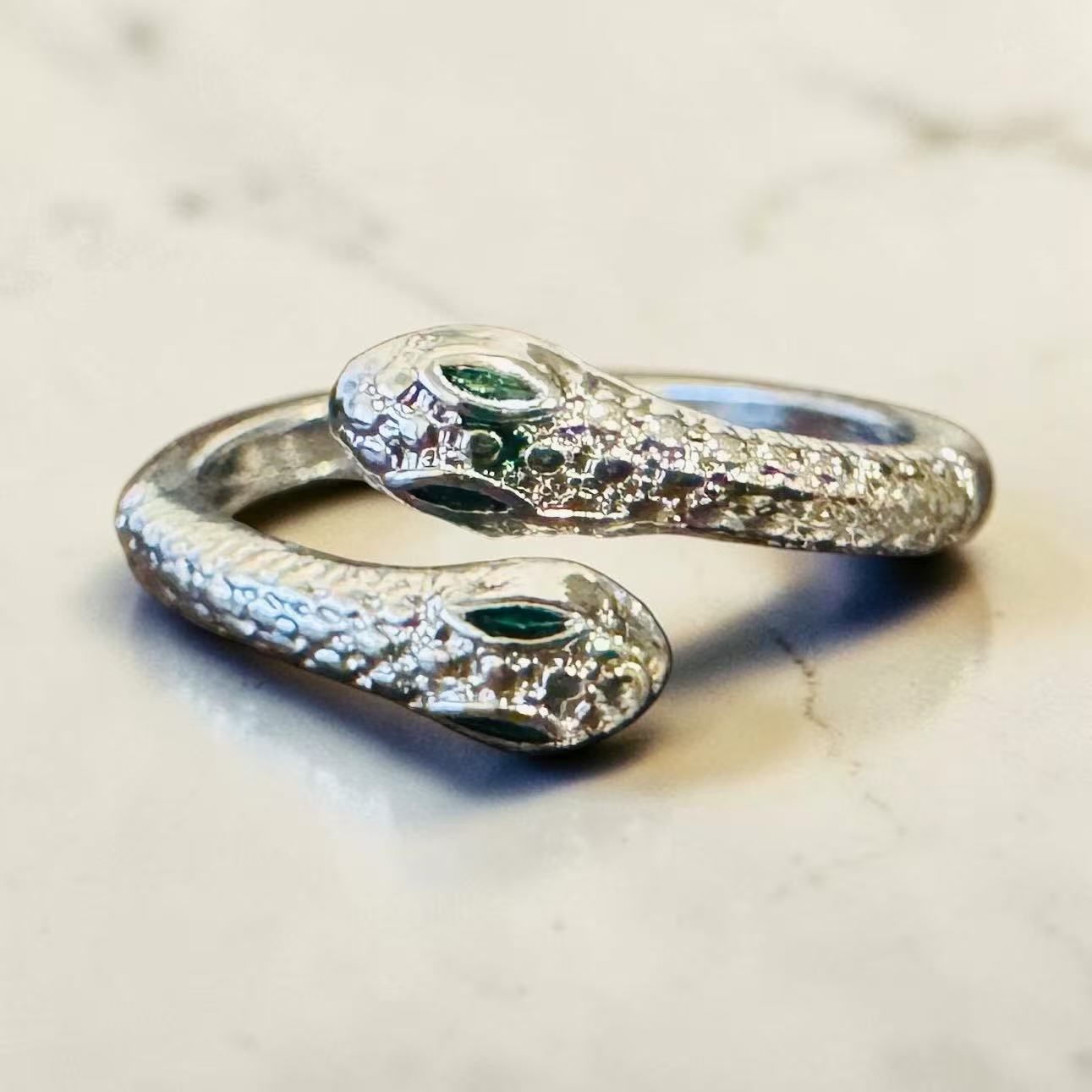 Sleek Snake Ring – Silver Tone