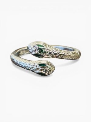 Sleek Snake Ring – Silver Tone