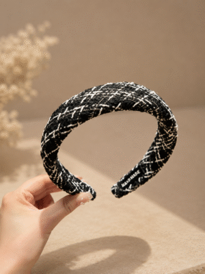 Black & white tweed headband