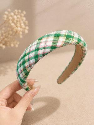 Mint plaid padded headband