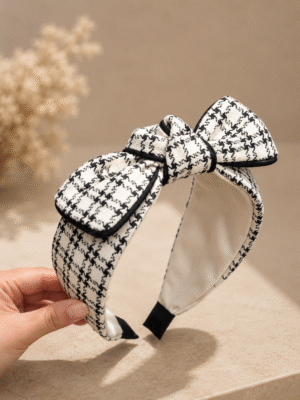 Statement Bow Headband – Ivory & Black