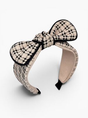 Houndstooth Bow Headband – Khaki