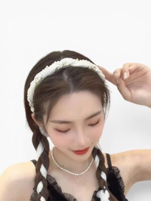 Pearl Ribbon Braid Headband – Ivory White