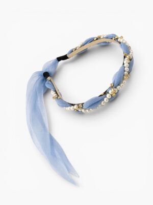 Pearl Ribbon Braid Headband – Sky Blue