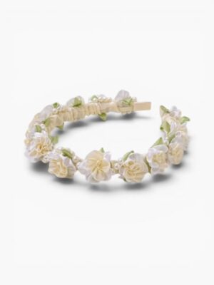 Ivory floral crown headband with pearls